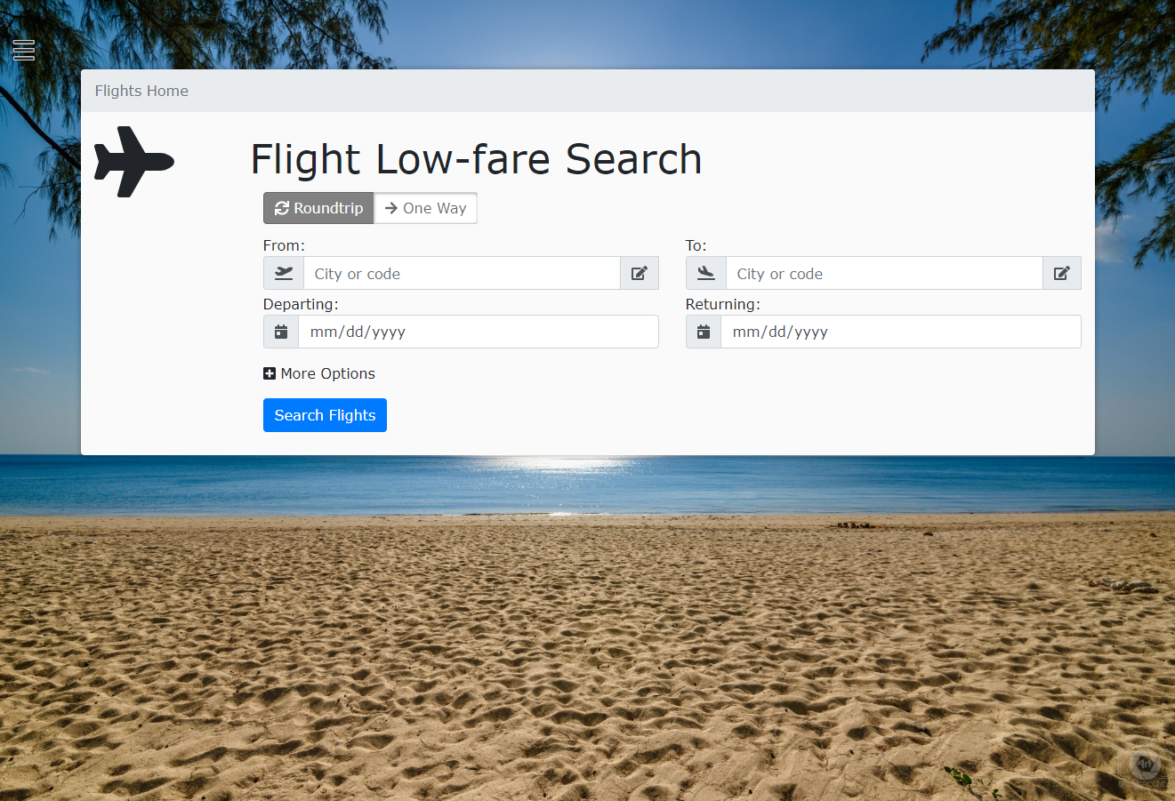Story 4793 & 5092 - Flight search form